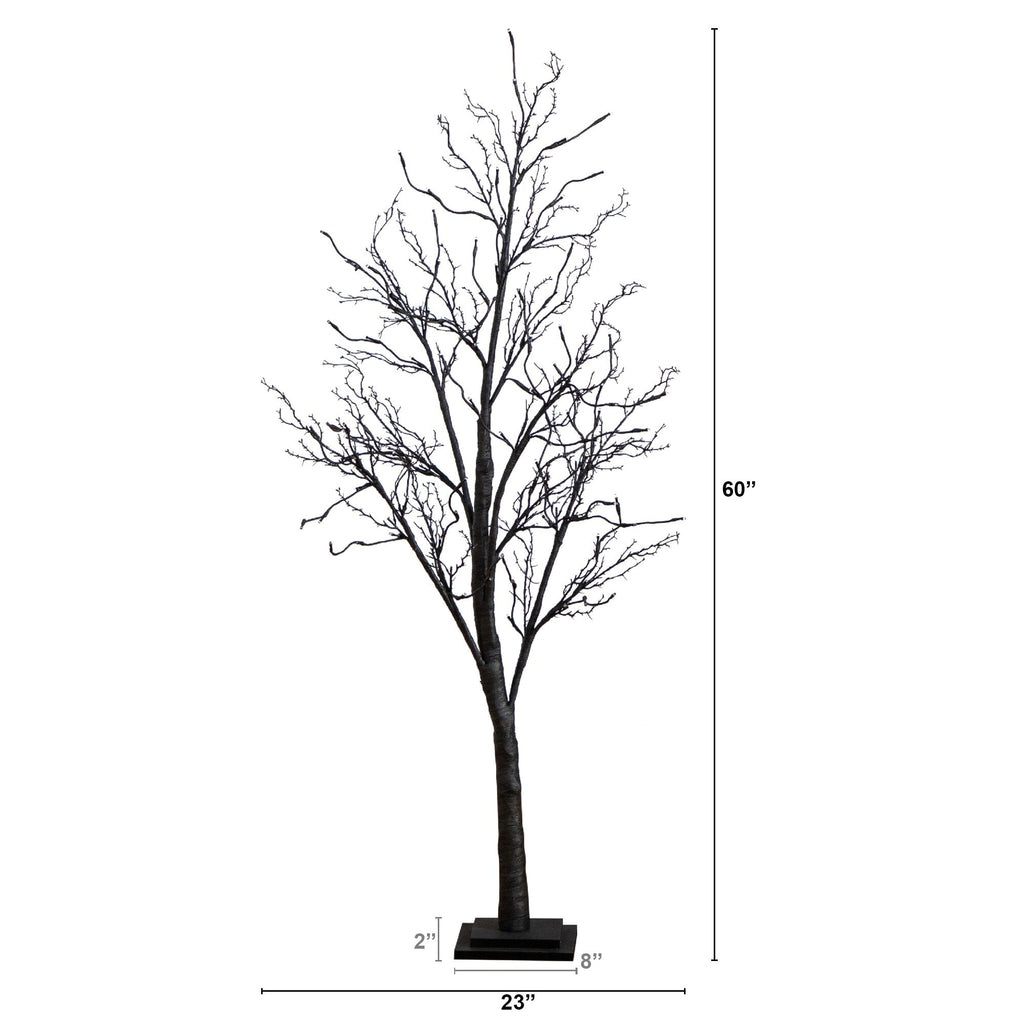 5’ Pre-Lit Halloween Deluxe Black Twig Artificial Tree with 102 Orange & Purple LED Lights