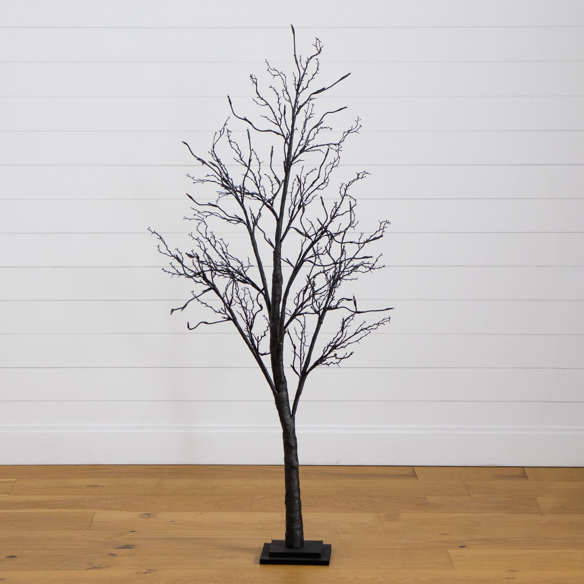 5’ Pre-Lit Halloween Deluxe Black Twig Artificial Tree with 102 Orange & Purple LED Lights