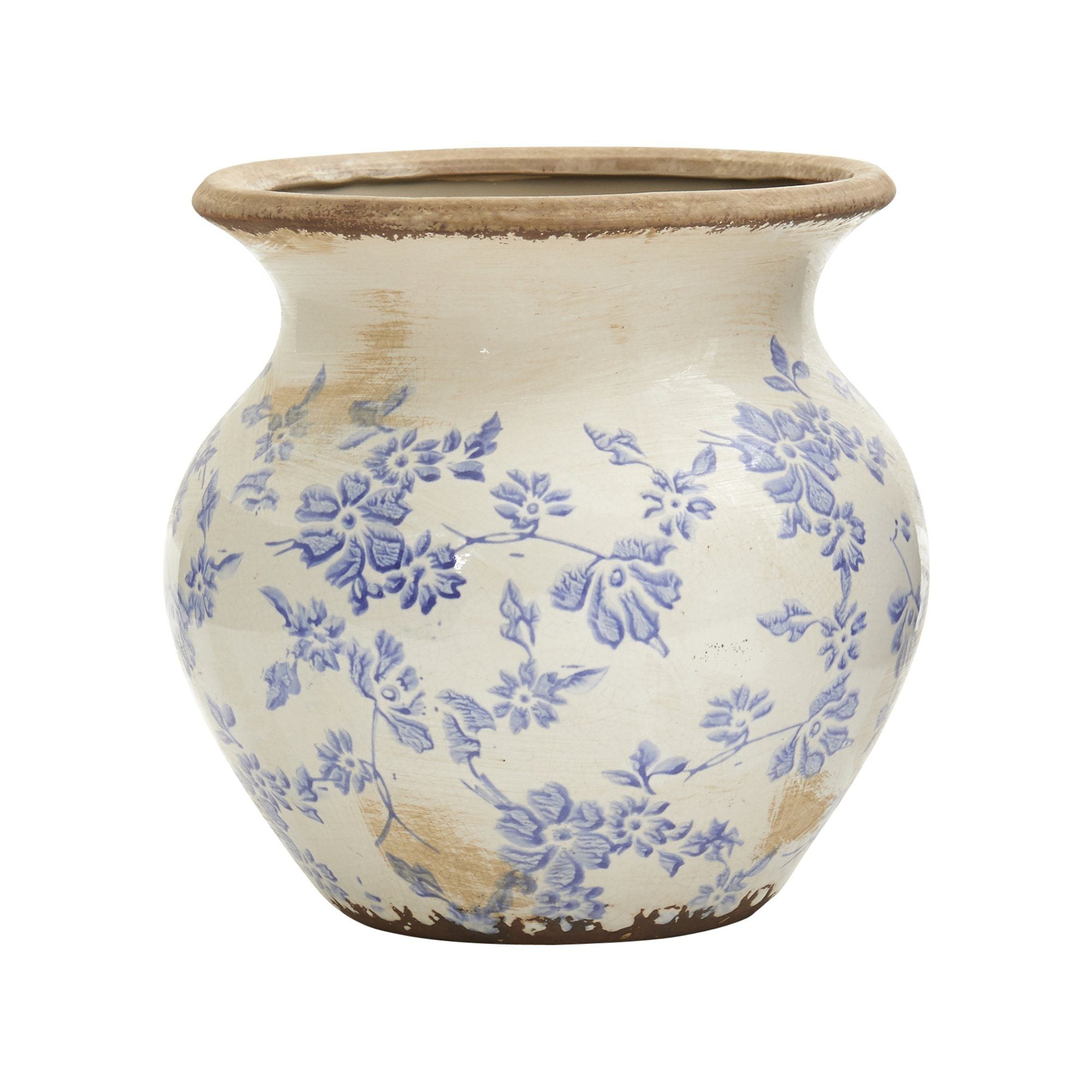 7” Tuscan Ceramic Blue Scroll Urn Vase Main image