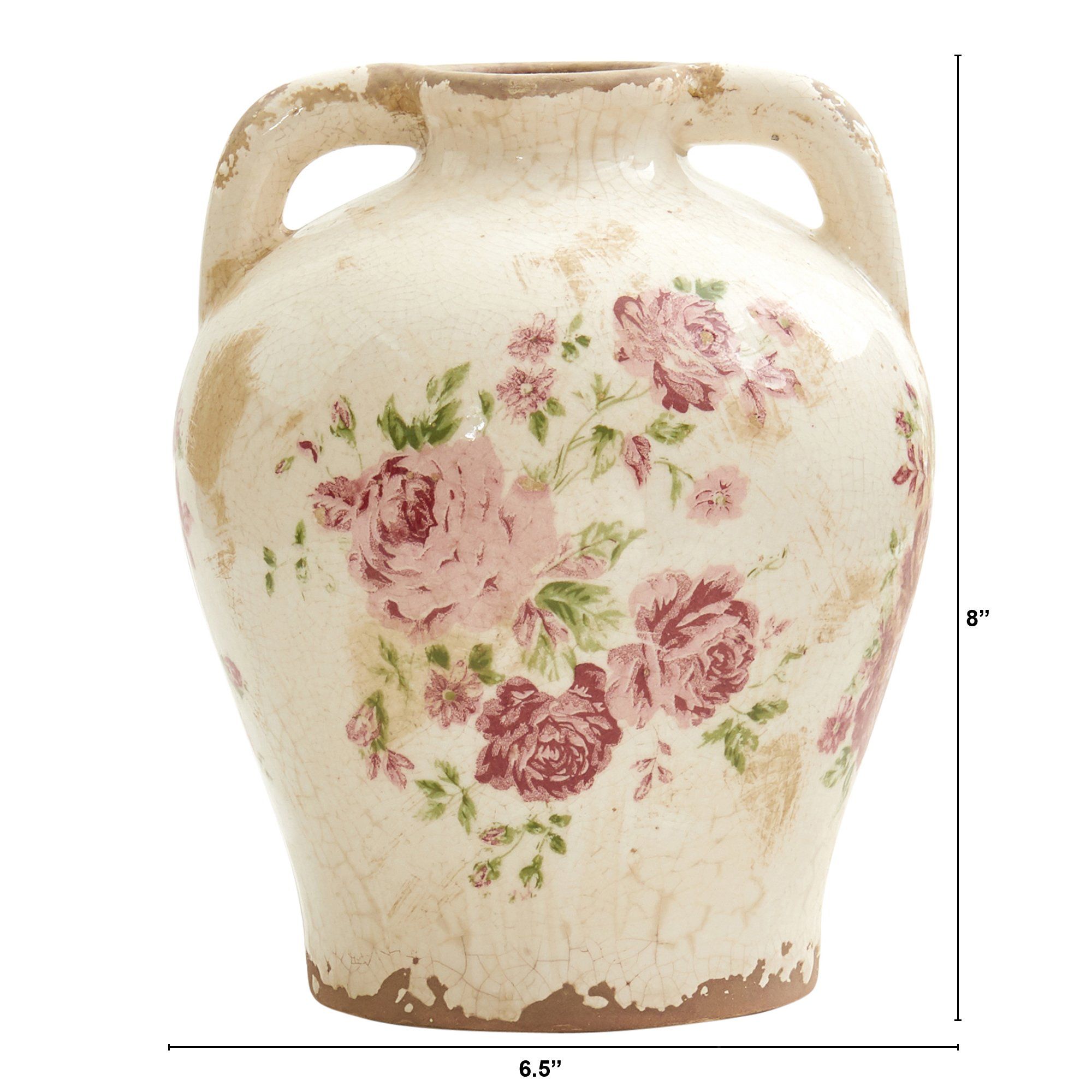 8” Tuscan Ceramic Floral Print Vase Secondary image