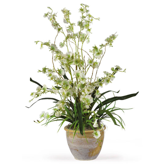 Dancing Lady Silk Orchid Arrangement Green