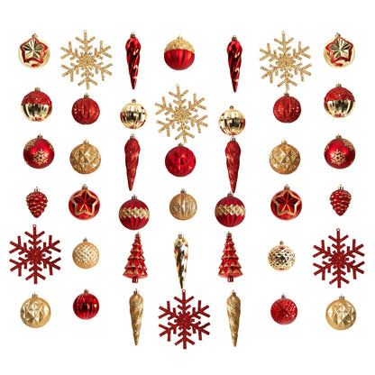 Holiday Deluxe Shatterproof, 52 Count Christmas Tree Ornament Box Set, Reusable Container