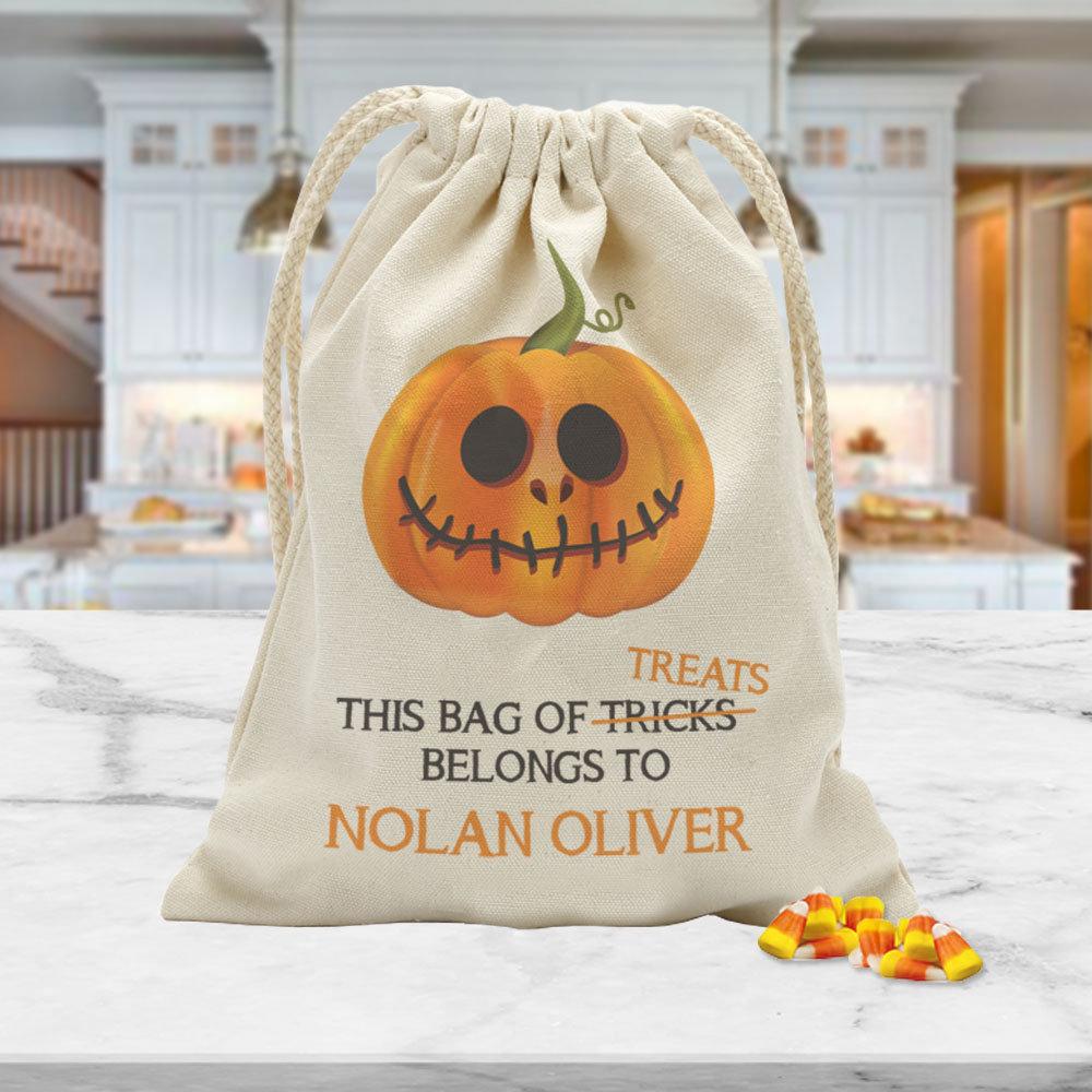 Bag Of Treats Custom Halloween Drawstring Sack for Kids | Personalized Halloween Trick or Treat Bag Secondary image
