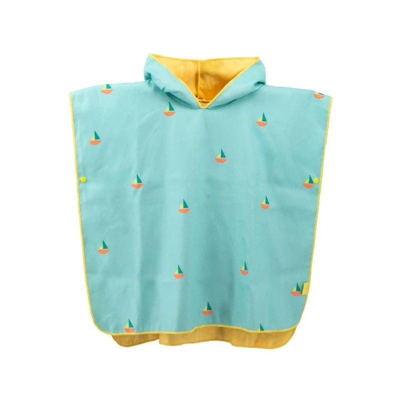 Beach Poncho – Quick-Drying Microfiber Kids Towel Banana Blue
