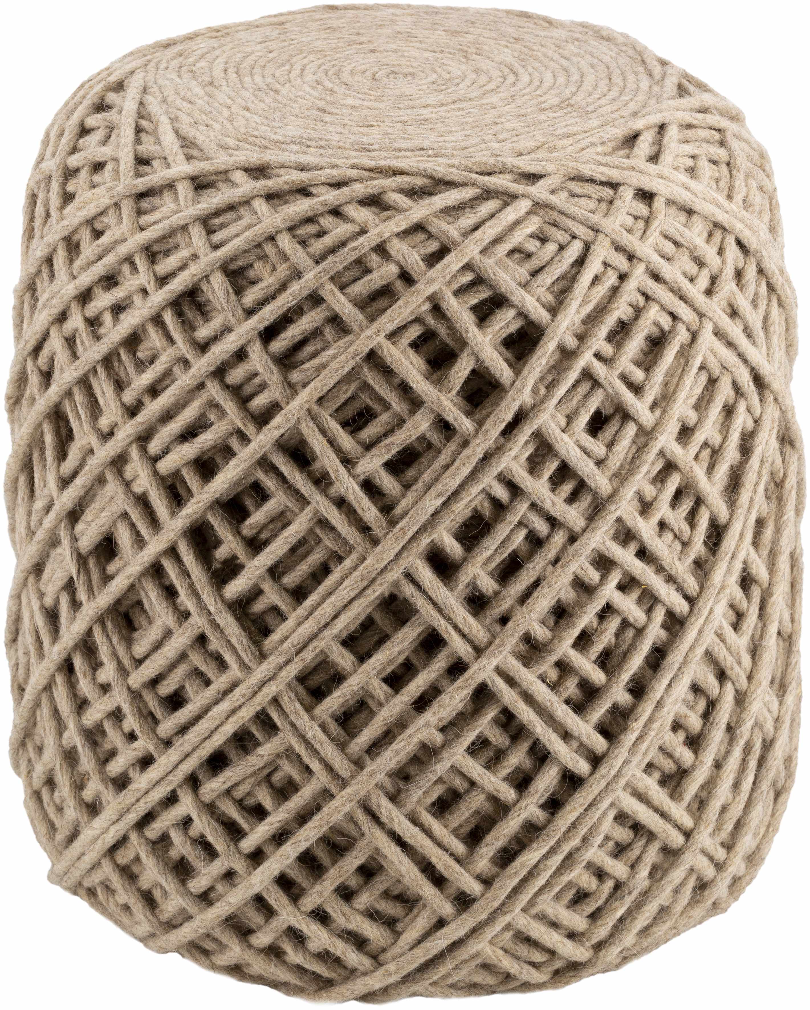 Bellingen Gray Handwoven Textured Pouf 16" x 16" x 18" Cylinder