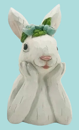 Floral Easter Bunny , 3 Style Options Blue Flowers