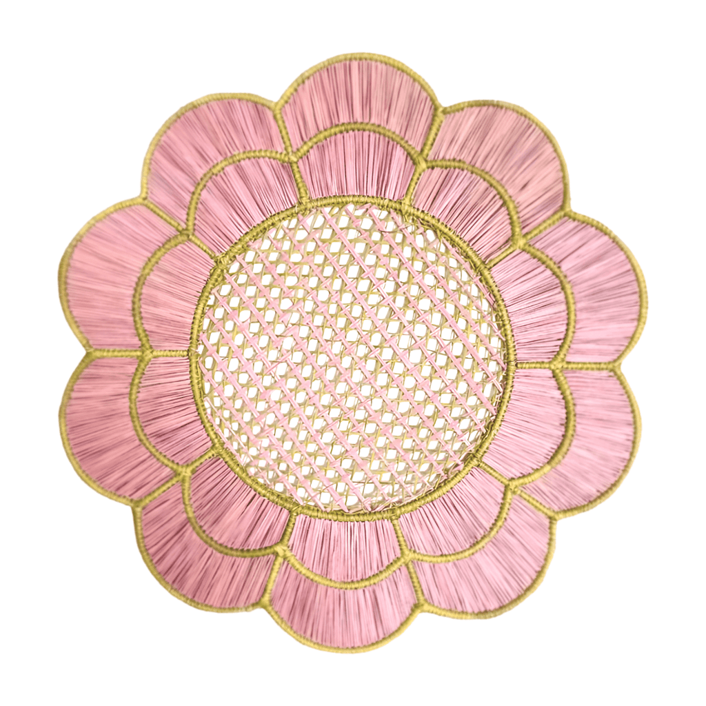 Blush Bloom Handwoven Iraca Placemat - Lilly Pulitzer Inspired Style
