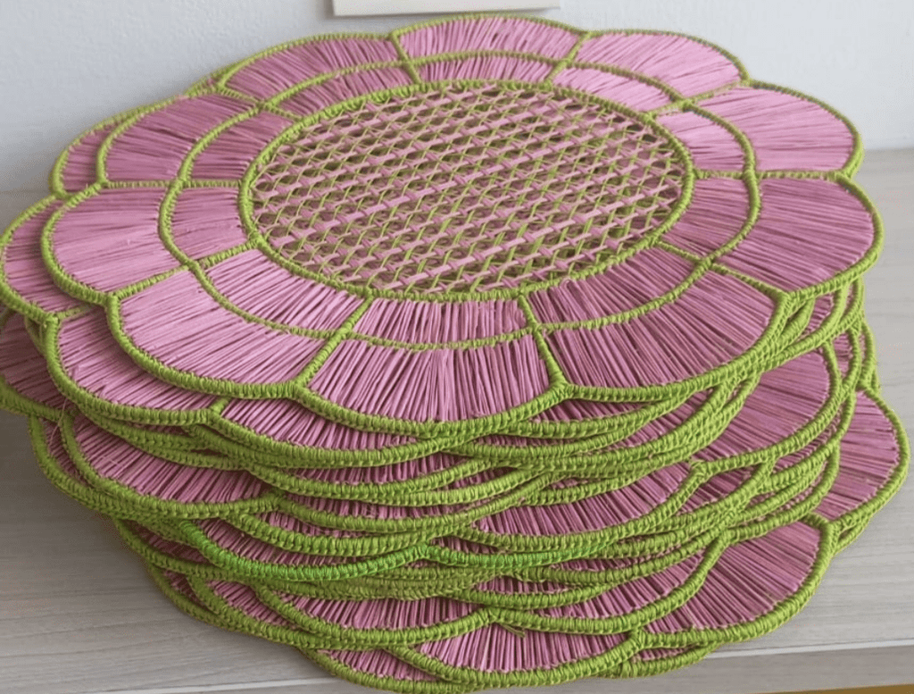 Blush Bloom Handwoven Iraca Placemat - Lilly Pulitzer Inspired Style