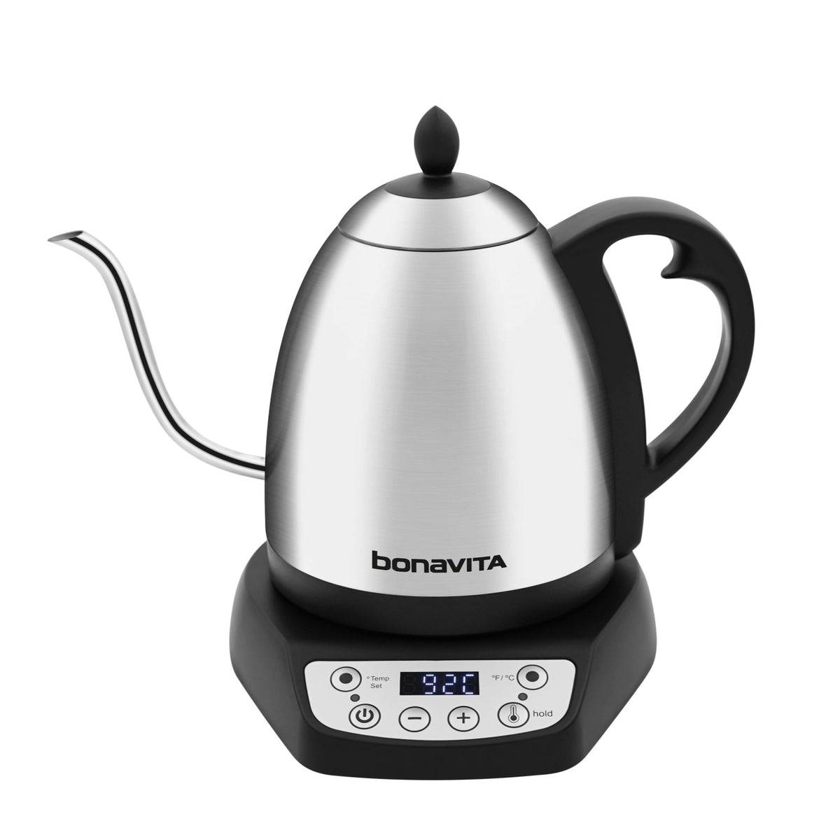 Bonavita Classic 1.0L Gooseneck Precision Temperature Electric Kettle| Coffee Brew and Tea, 1200 Watt, LED Panel, Stainless Steel Main image