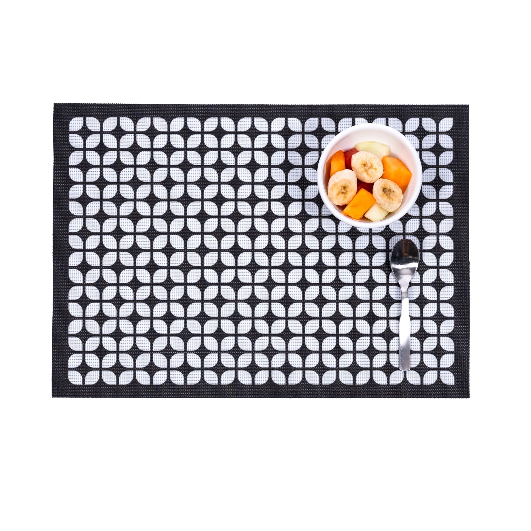 Breeze Block double-sided Woven Placemat-Black-set of 4 Secondary image