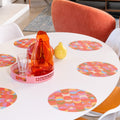 Breeze Block Metal Serving Tray Round-Pink