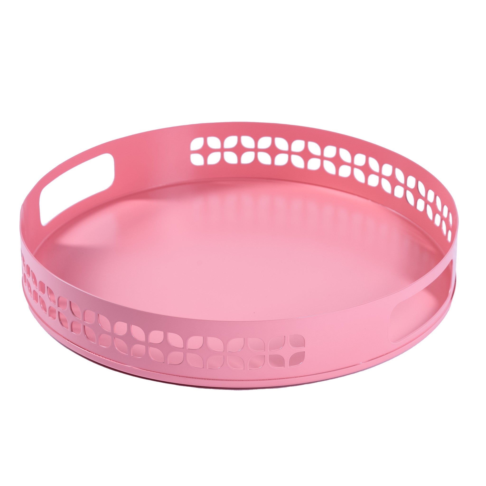 Breeze Block Metal Serving Tray Round-Pink Secondary image