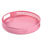 Breeze Block Metal Serving Tray Round-Pink