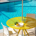 Breeze Block Metal Serving Tray Round-White