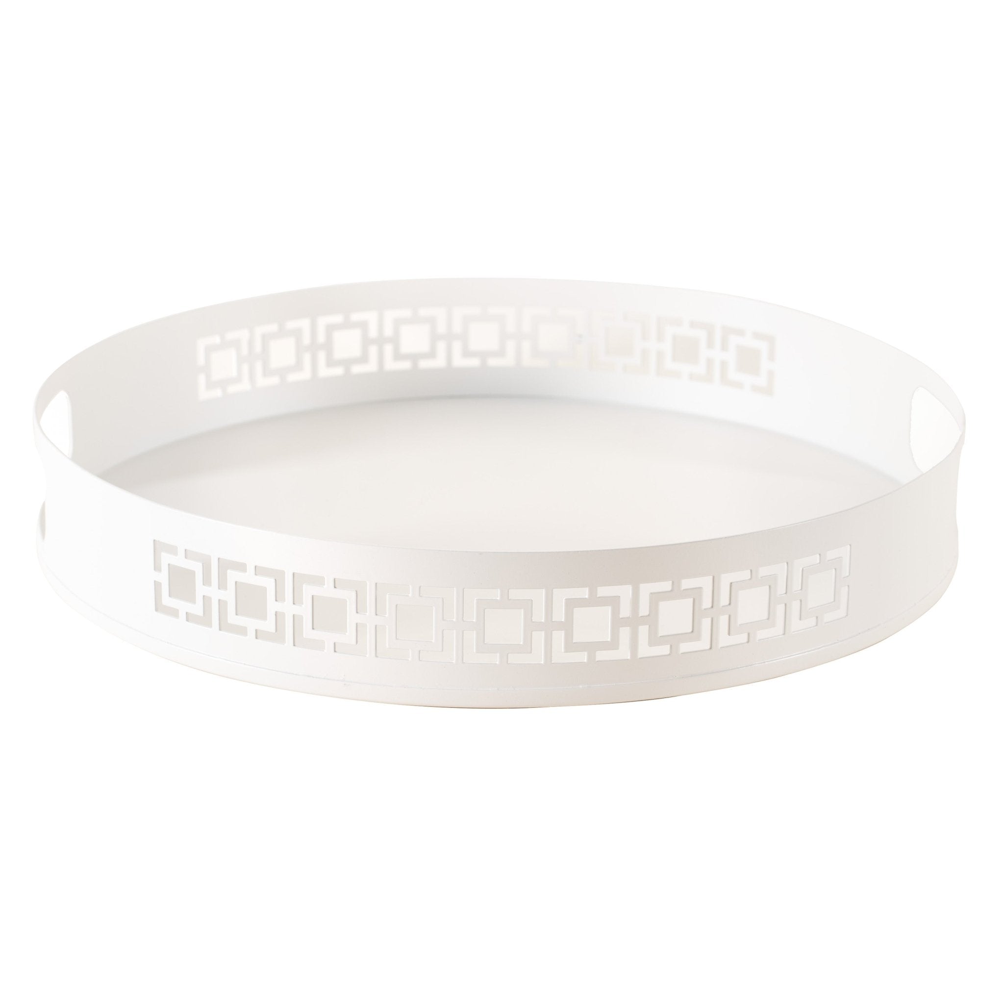 Breeze Block Metal Serving Tray Round-White Main image