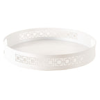 Breeze Block Metal Serving Tray Round-White