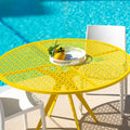 Breeze Block Metal Serving Tray Round-White