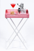 Breeze Block Metal Serving Tray + Stand Set-Pink