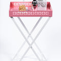 Breeze Block Metal Serving Tray + Stand Set-Pink