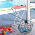 Breeze Block Metal Serving Tray + Stand Set-Pink
