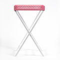 Breeze Block Metal Serving Tray + Stand Set-Pink