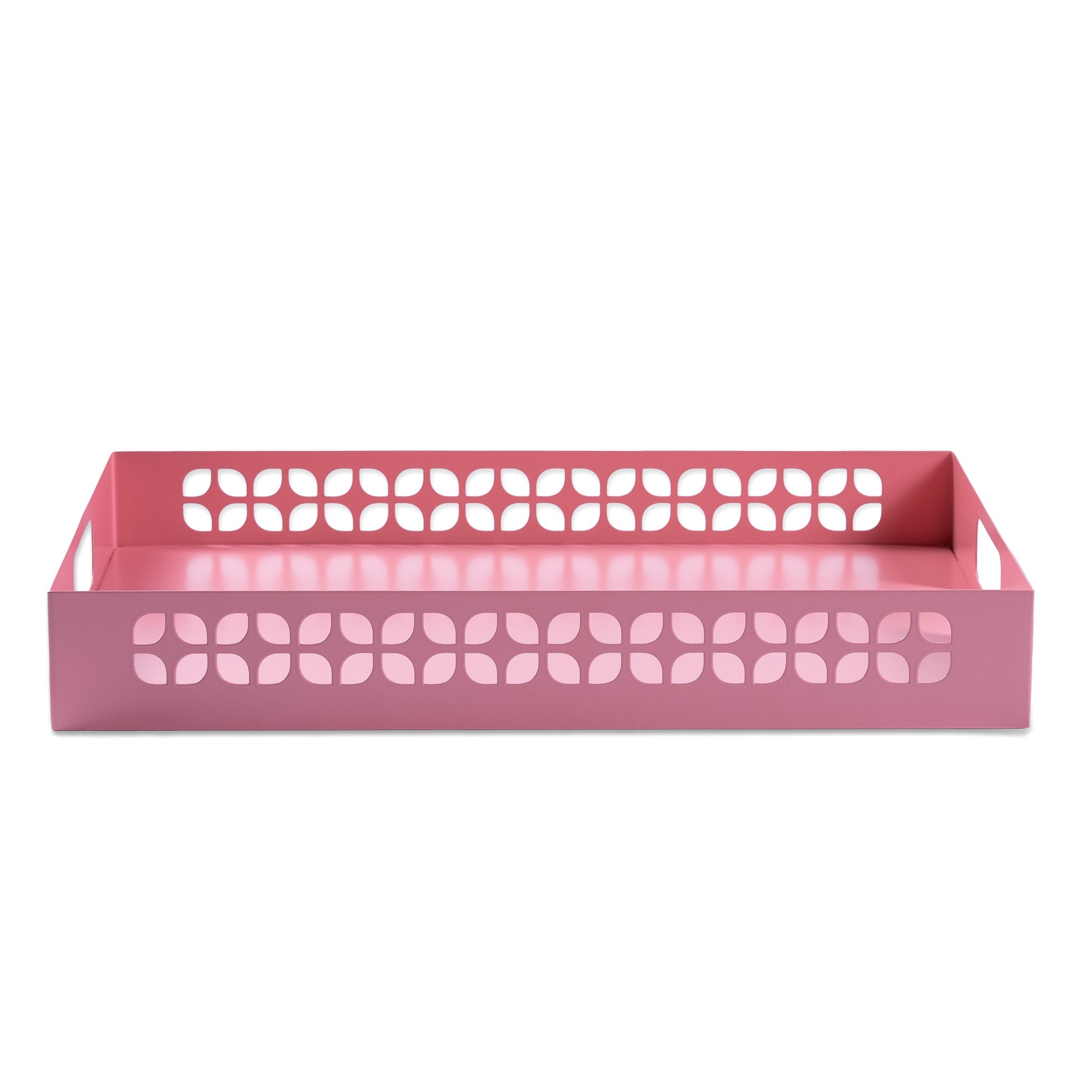 Breeze Block Metal Serving Tray + Stand Set-Pink