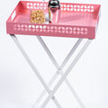 Breeze Block Metal Serving Tray + Stand Set-Pink