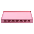 Breeze Block Metal Serving Tray + Stand Set-Pink