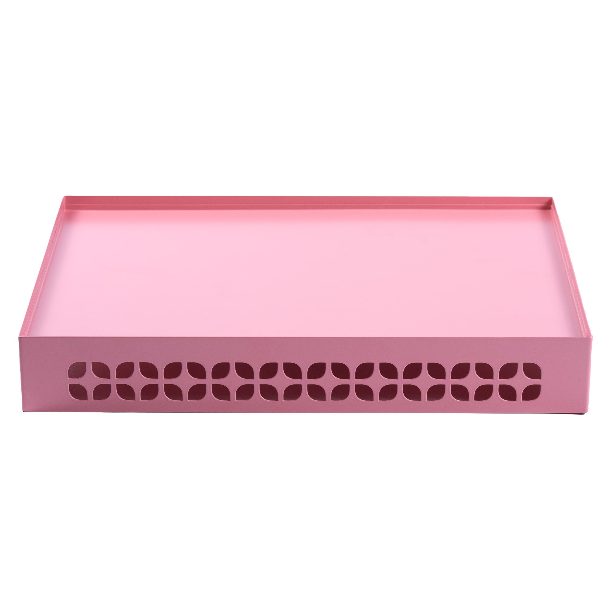 Breeze Block Metal Serving Tray + Stand Set-Pink