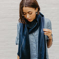 Brushed Alpaca Striped Scarf Cobalt Blue