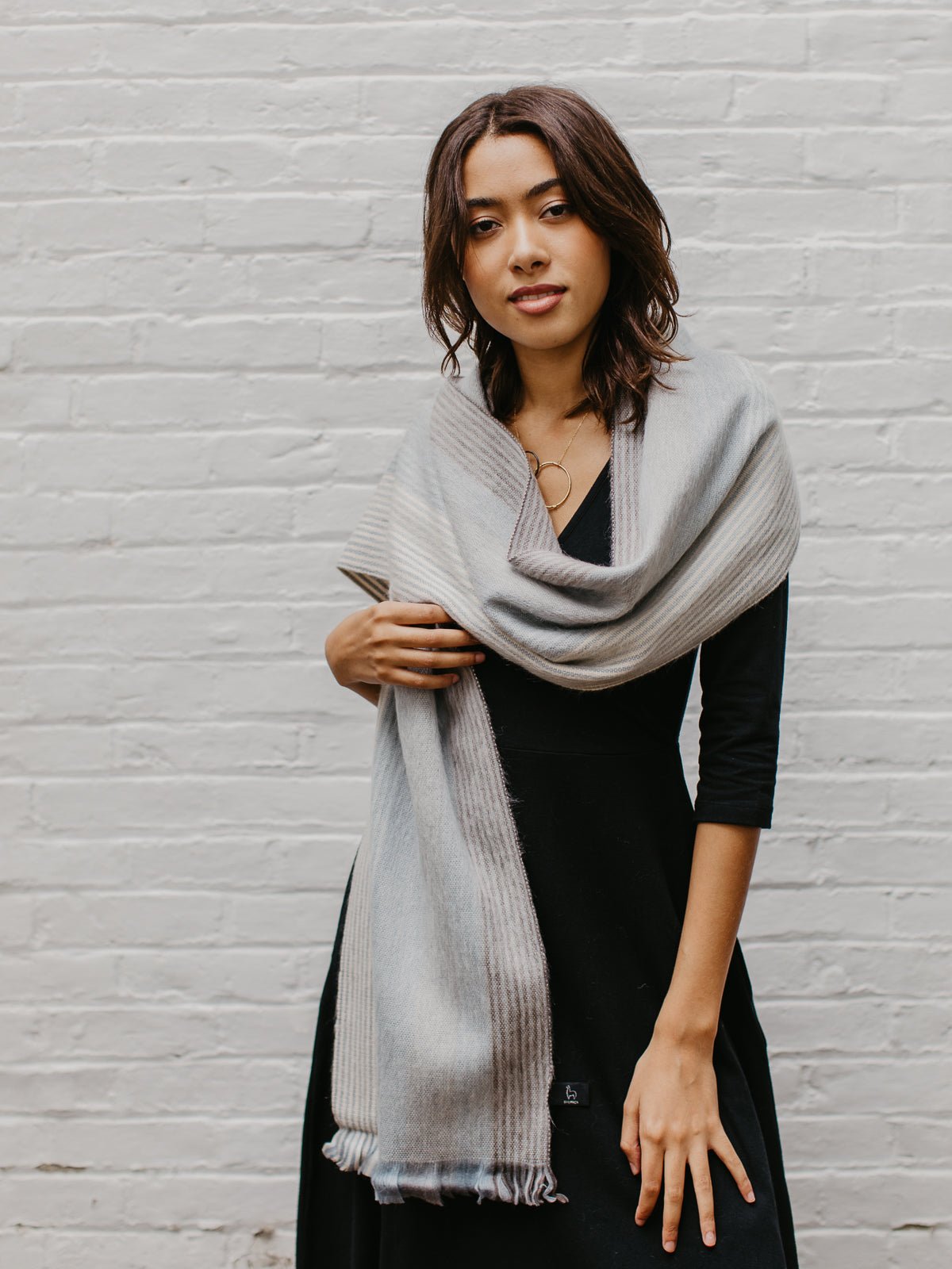 Brushed Alpaca Striped Scarf Secondary image