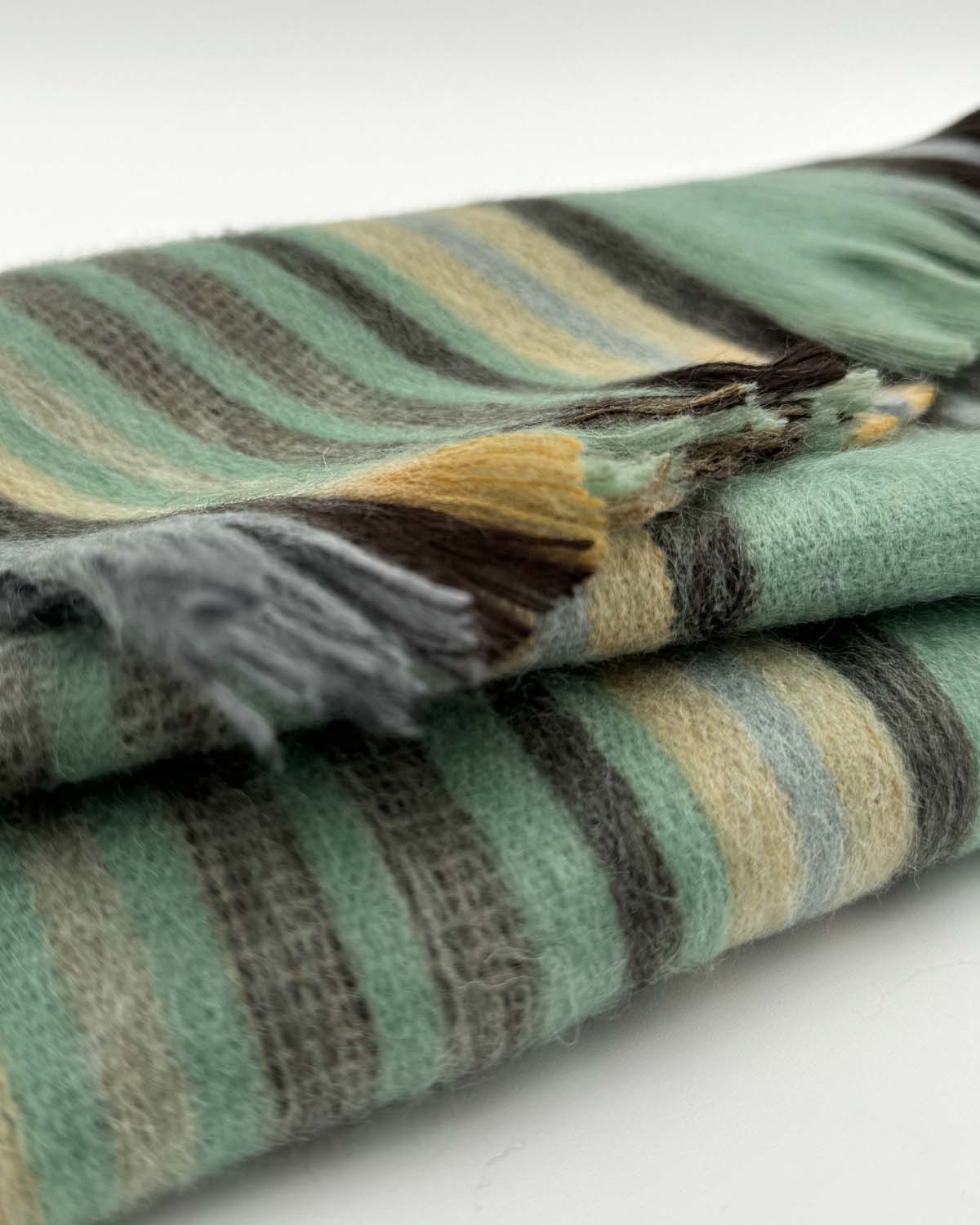 Brushed Alpaca Striped Scarf Moroccan Mint