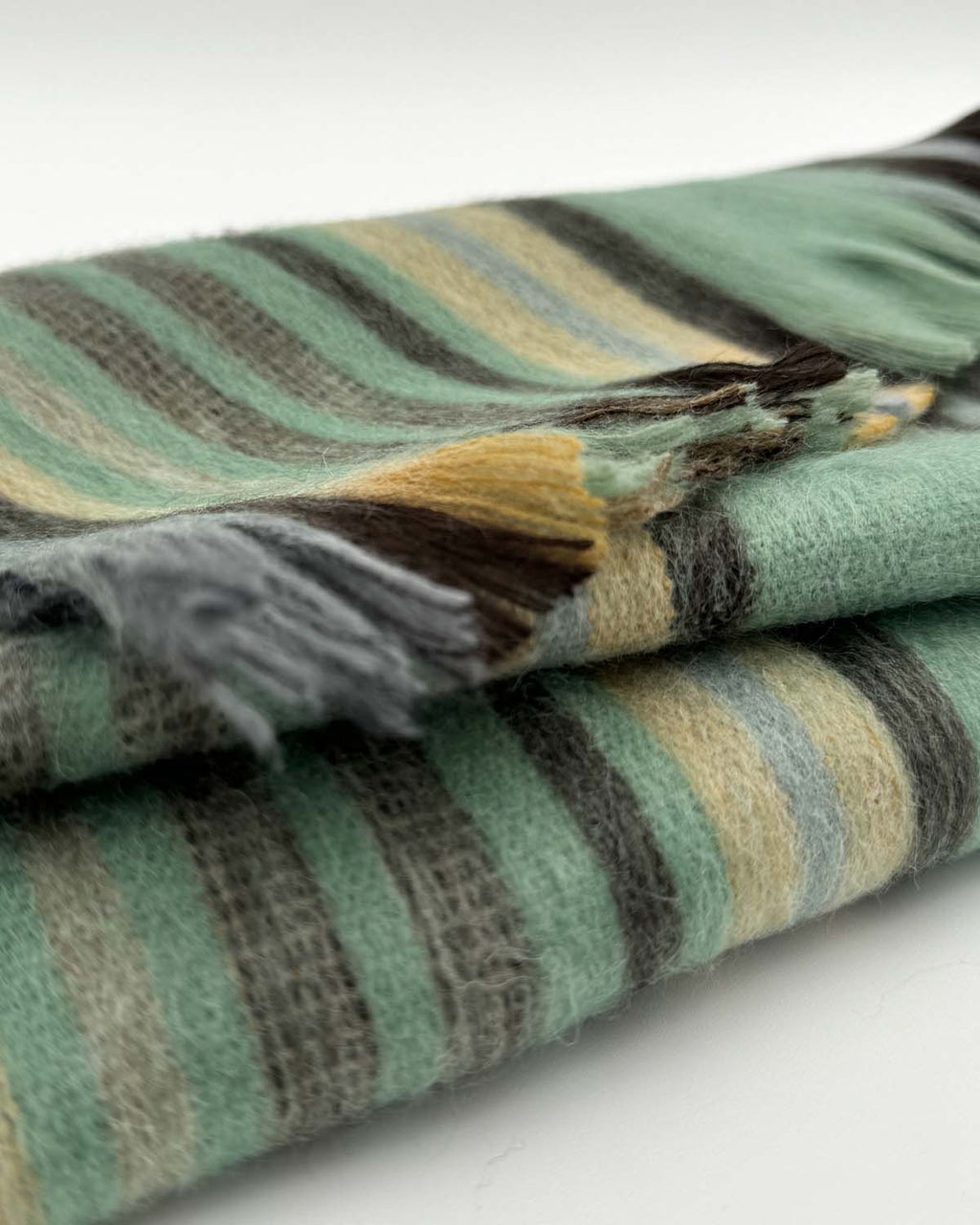 Brushed Alpaca Striped Scarf Moroccan Mint