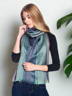 Brushed Alpaca Striped Scarf Wild Wasabi