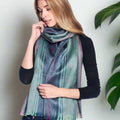 Brushed Alpaca Striped Scarf Wild Wasabi