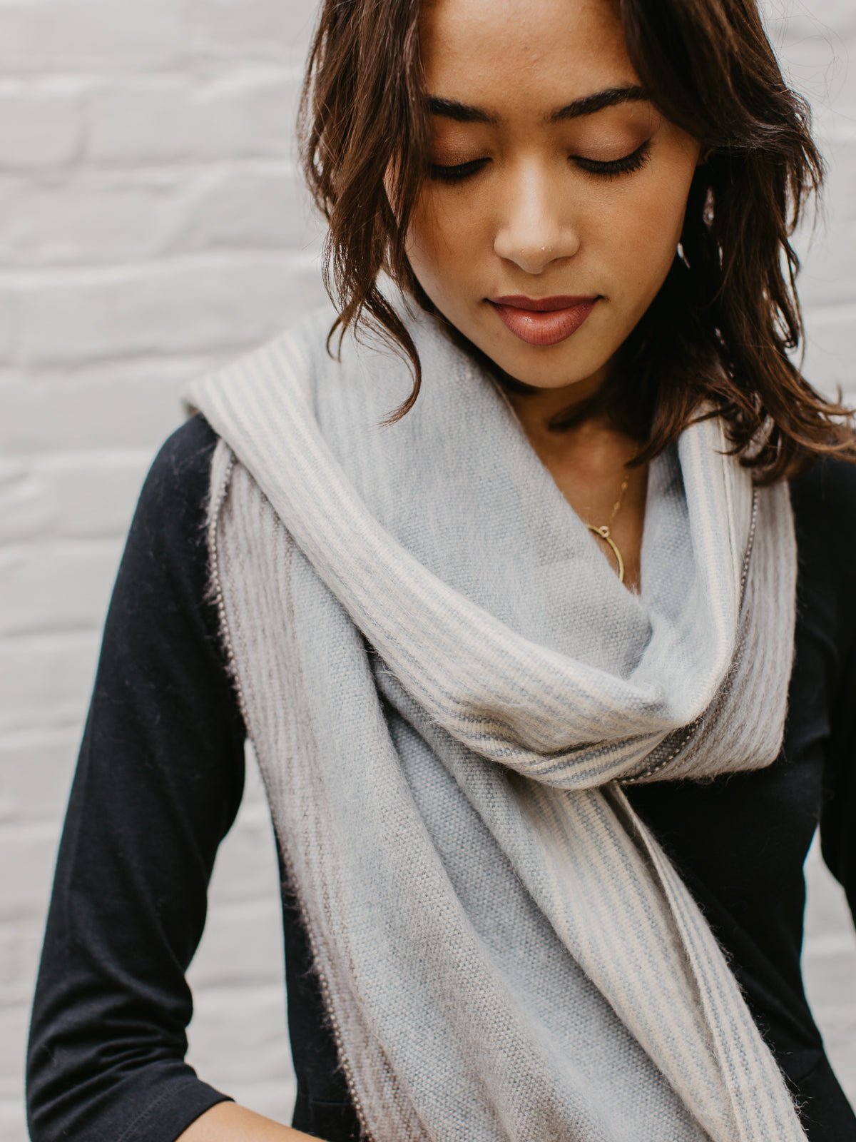 Brushed Alpaca Striped Scarf Polar Drift Main image