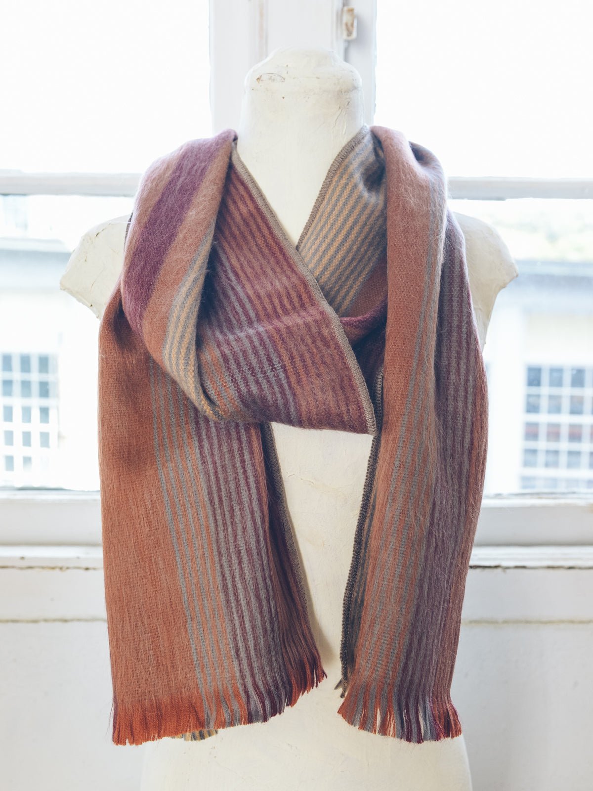 Brushed Alpaca Striped Scarf Cayenne