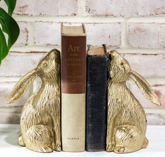 8.5" Gold Bunny Book Ends Main image