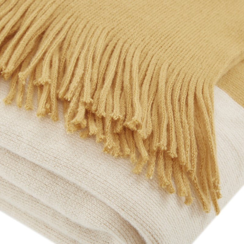 Stockholm Color Block Faux Cashmere Throw Yellow