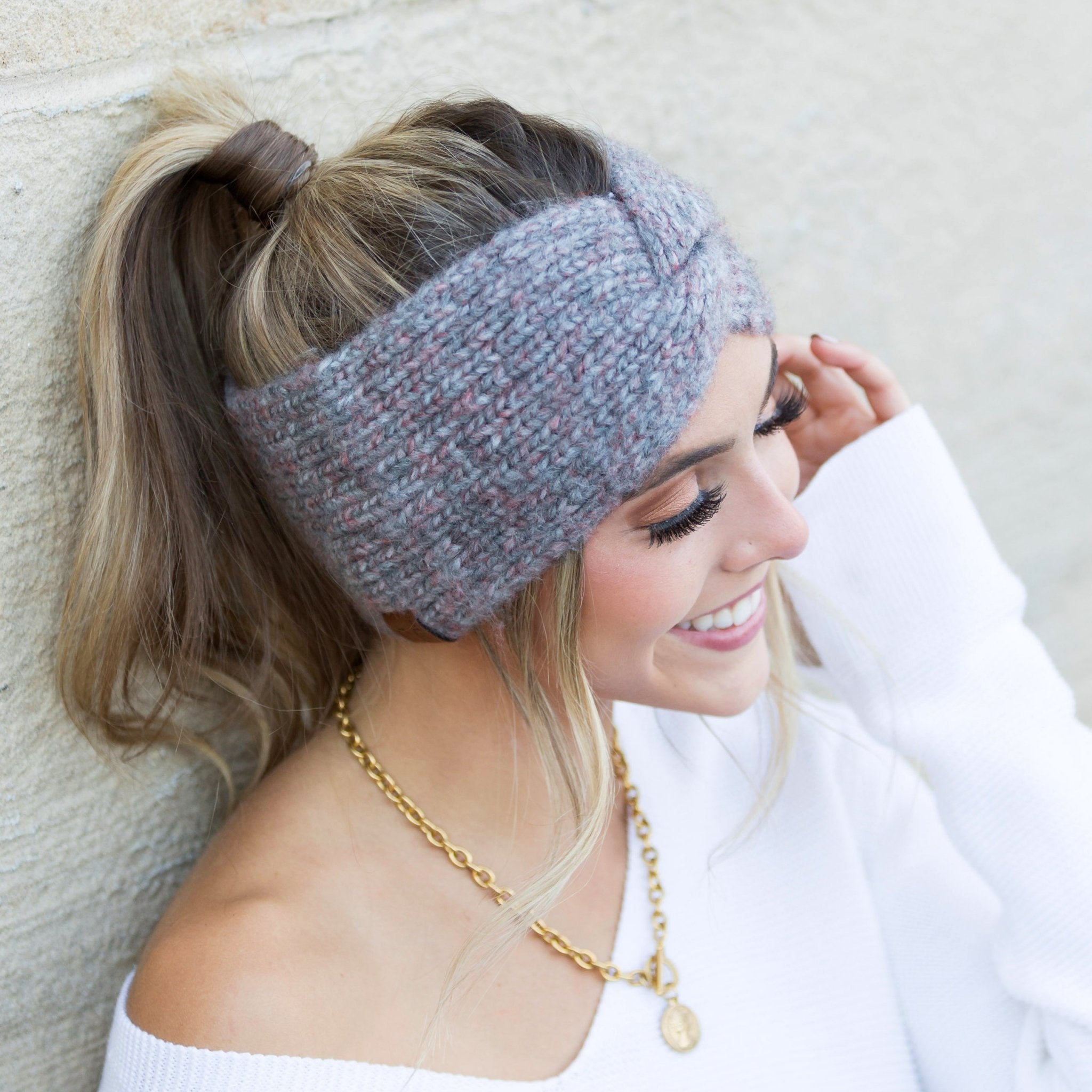 C.C® Cozy Marled Twist Headwrap Dark Gray