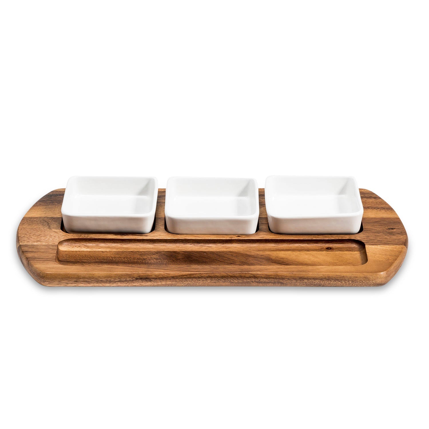 Charcuterie / Serving Tray w/ 3 Square Ceramic Bowls Secondary image