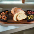 Charcuterie / Serving Tray w/ 4 Triangular Ceramic Bowls