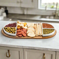 Charcuterie / Serving Tray w/ 4 Triangular Ceramic Bowls White