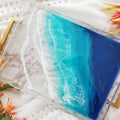 Clear Acrylic Serving Tray + Gold Handles Tropical Getaway