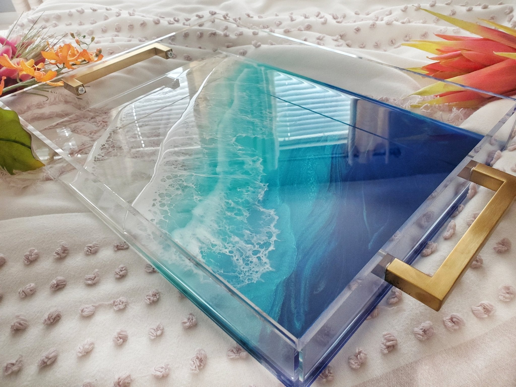 Clear Acrylic Serving Tray + Gold Handles Secondary image