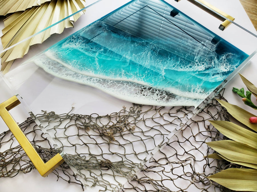 Clear Acrylic Serving Tray + Gold Handles