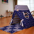 Climbing Triangle with Tent Cover, Mat, Ramp With Star Tent Cover and Play Mat (Blue and White)