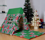 Climbing Triangle with Tent Cover, Mat, Ramp With Christmas Tent Cover and Play Mat (Green and Gray )