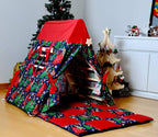 Climbing Triangle with Tent Cover, Mat, Ramp With Christmas Tent Cover and Play Mat (Red and Blue)