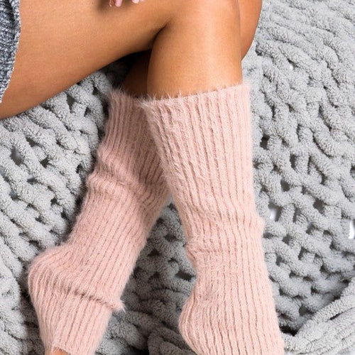 Cozy Eyelash Knit Leg Warmers Blush OneSize